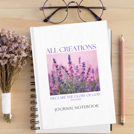 Christian Journal - All Creation Declare - Church Notebook with Bible Verse, Ruled Line Notebook, Journaling Book, Lined Journal for