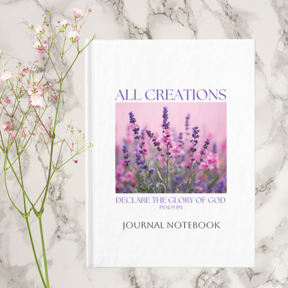 Christian Journal - All Creation Declare - Church Notebook with Bible Verse, Ruled Line Notebook, Journaling Book, Lined Journal for