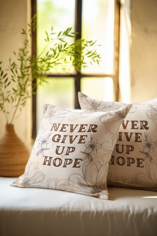 Never Give Up Hope Christian Decorative Home Decor Pillow