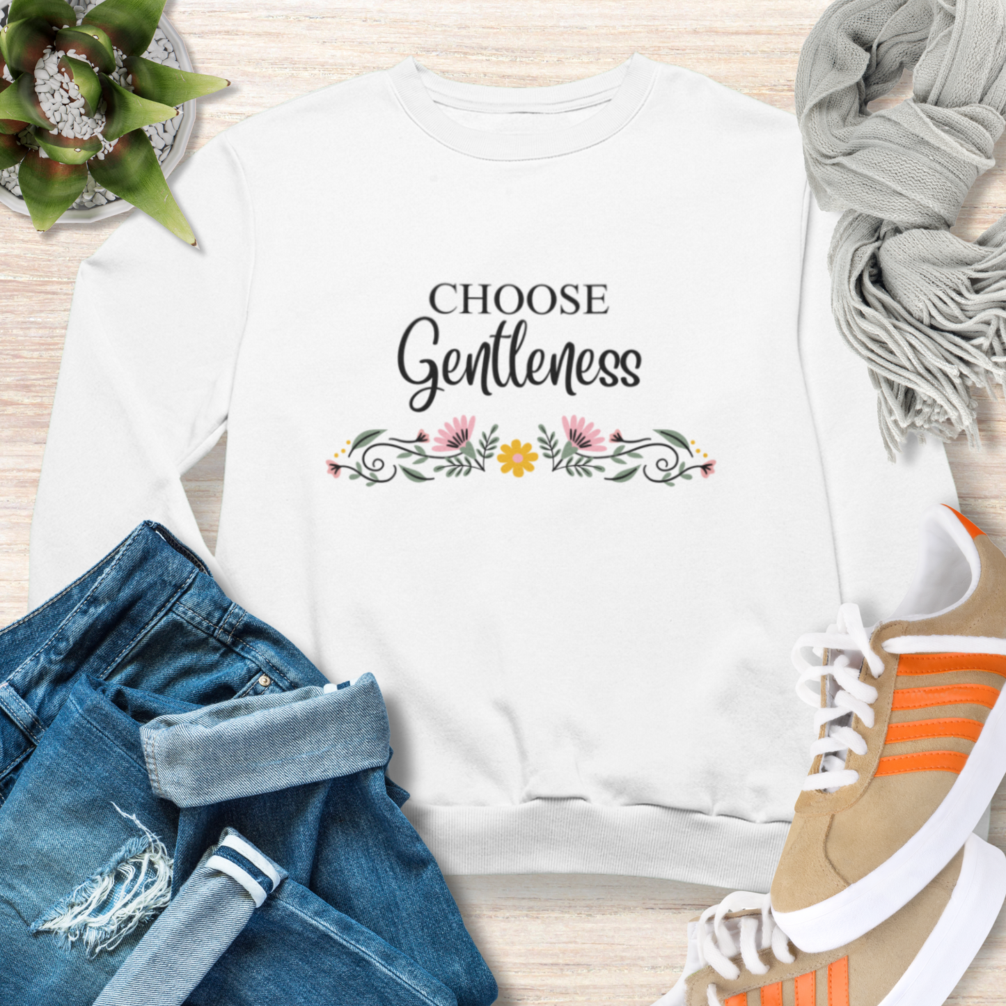 Choose Gentleness Christian Sweatshirt Cozy Christian Sweatshirt Inspirational Women Sweatshirt