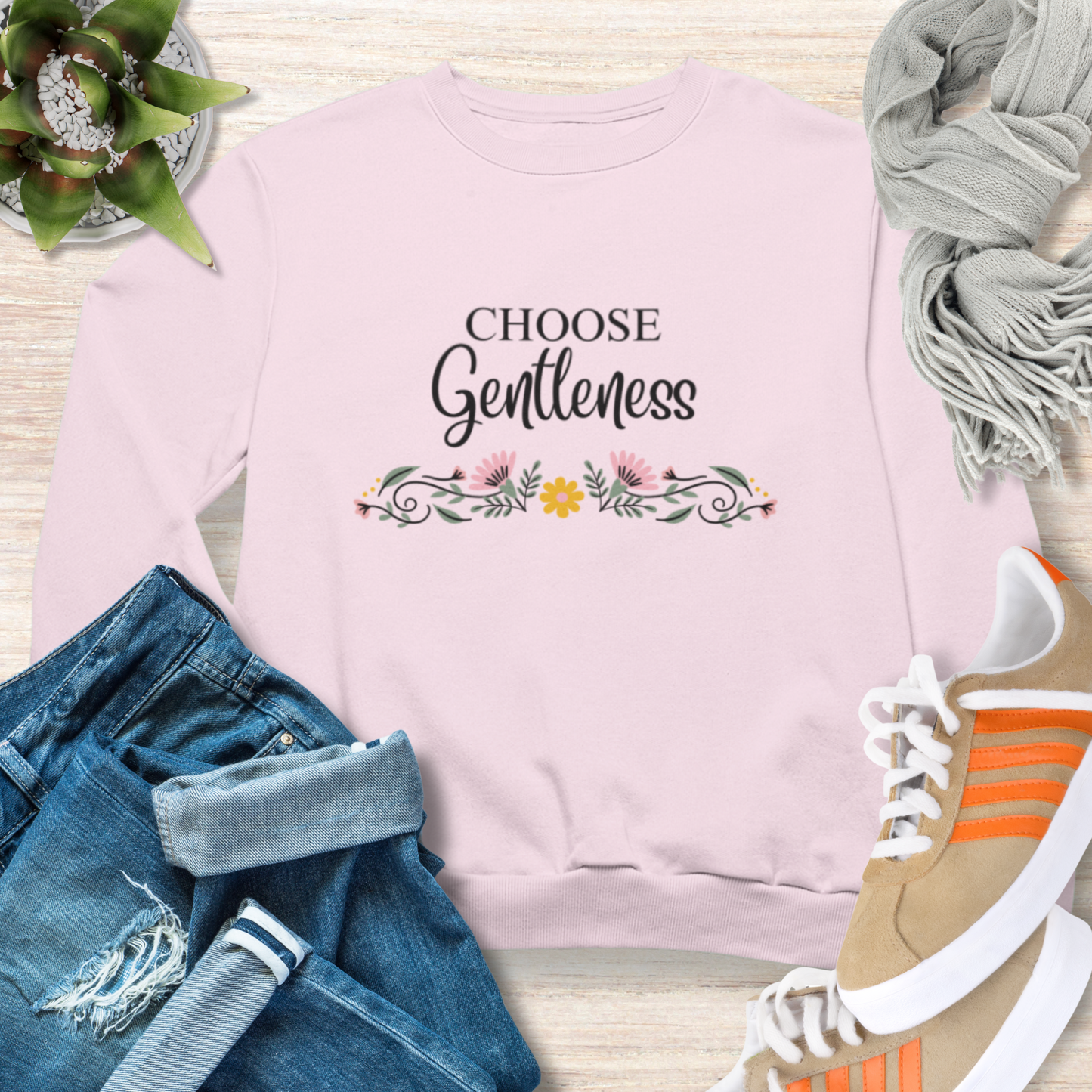 Choose Gentleness Christian Sweatshirt Cozy Christian Sweatshirt Inspirational Women Sweatshirt