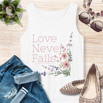 Love Never Fails Christian Tank Top