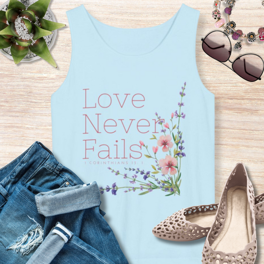 Love Never Fails Christian Tank Top