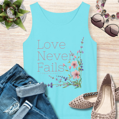 Love Never Fails Christian Tank Top