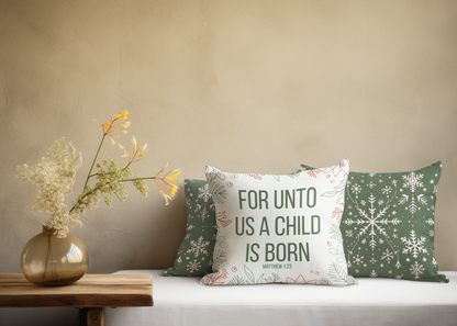 A Child Is Born Christian Christmas Pillow Holiday Home Decor Throw Pillow