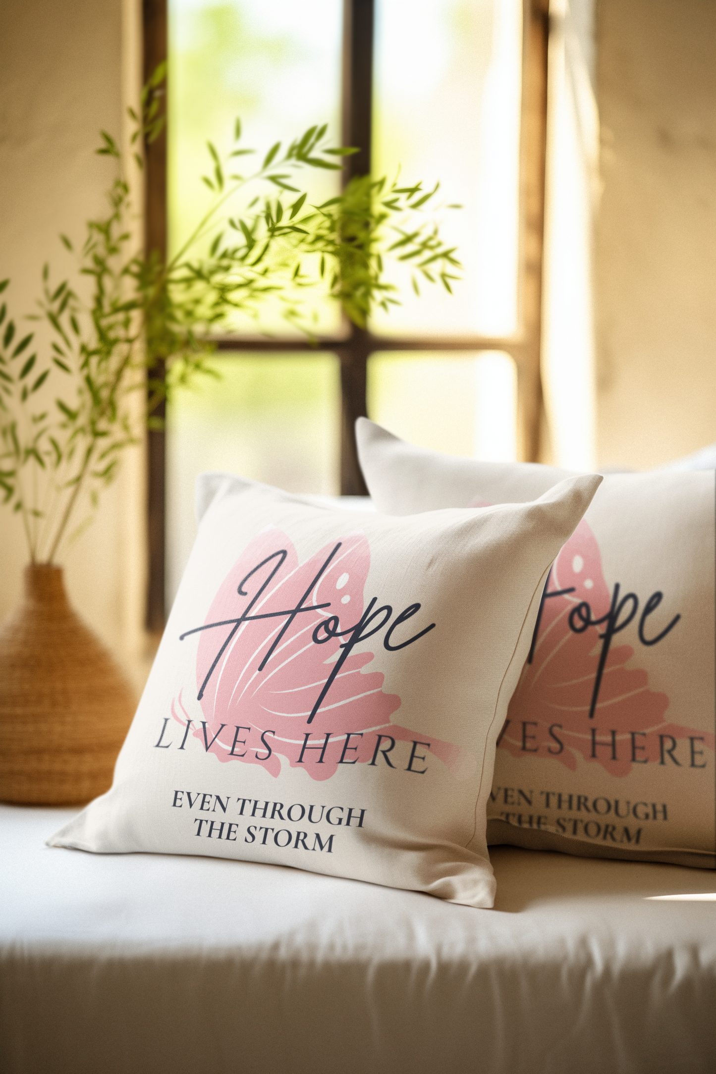 Hope Lives Here| Christian Throw Pillow
