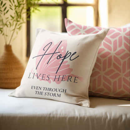 Hope Lives Here| Christian Throw Pillow