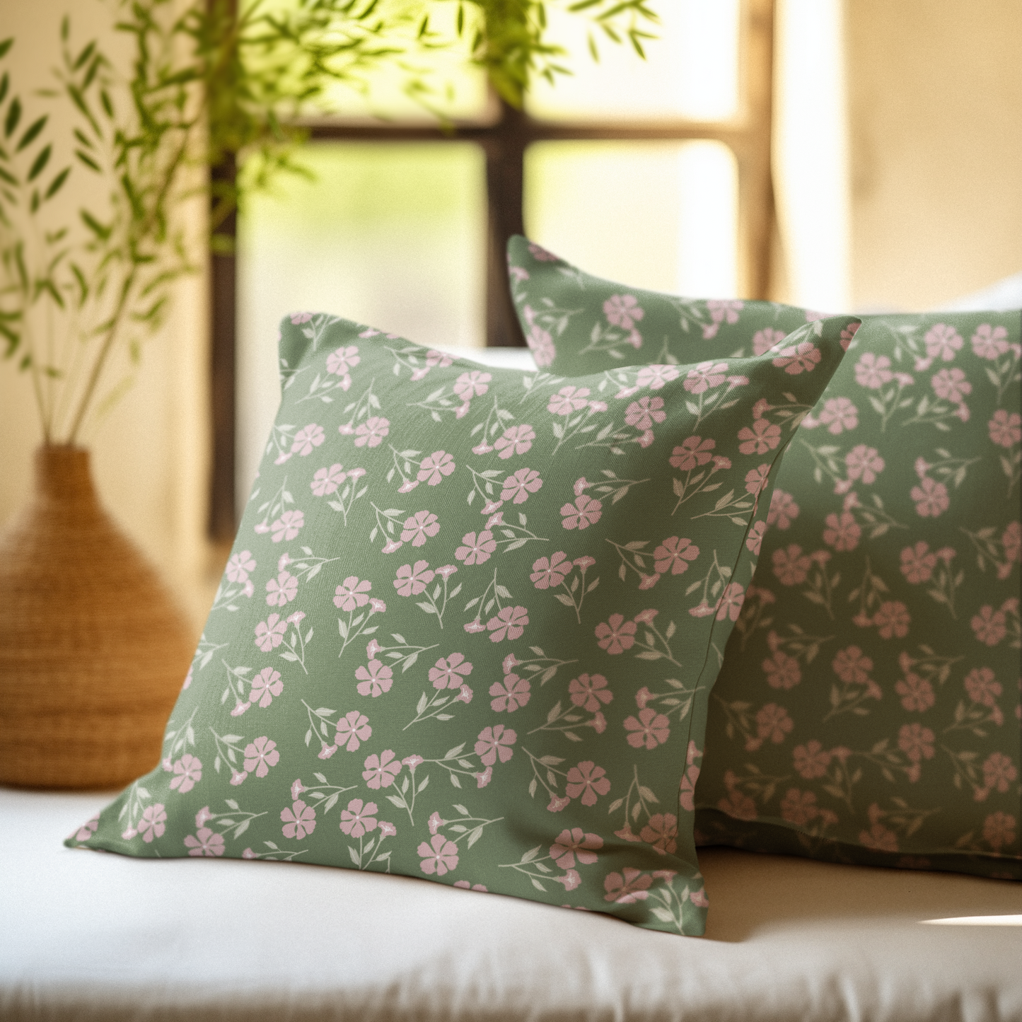 Fiona Olive Floral Pillow |Throw Pillow