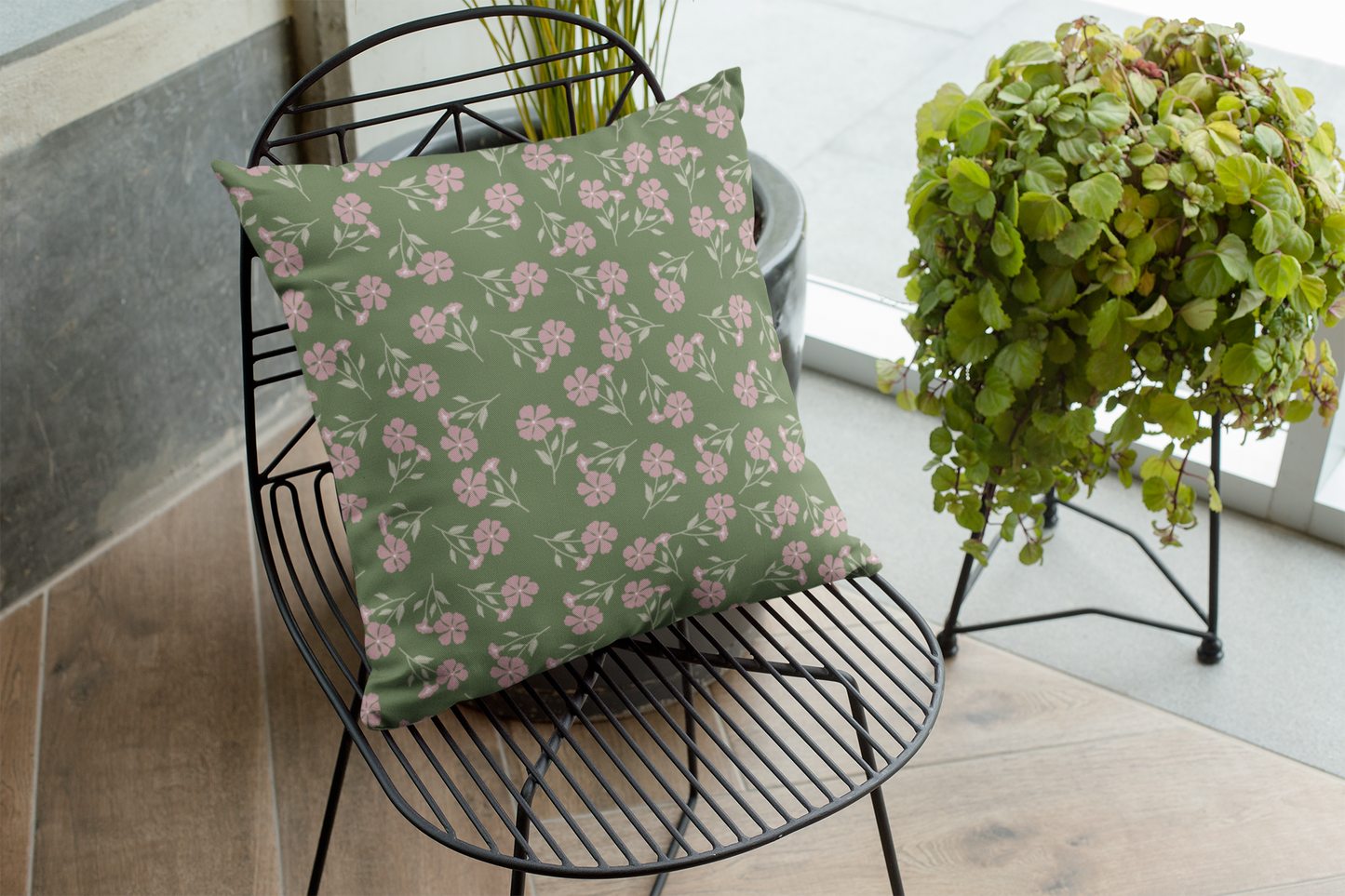 Fiona Olive Floral Pillow |Throw Pillow