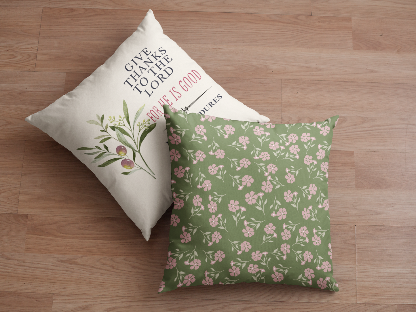 Fiona Olive Floral Pillow |Throw Pillow