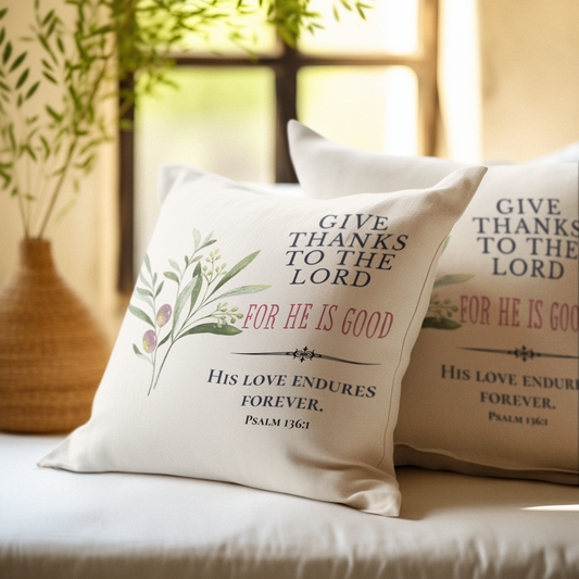 Give Thanks to the Lord Throw Pillow| Christian Throw Pillow