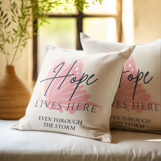 Hope Lives Here Throw Pillow| Christian Throw Pillow