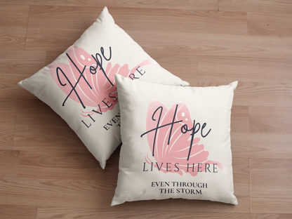 Hope Lives Here Throw Pillow| Christian Throw Pillow