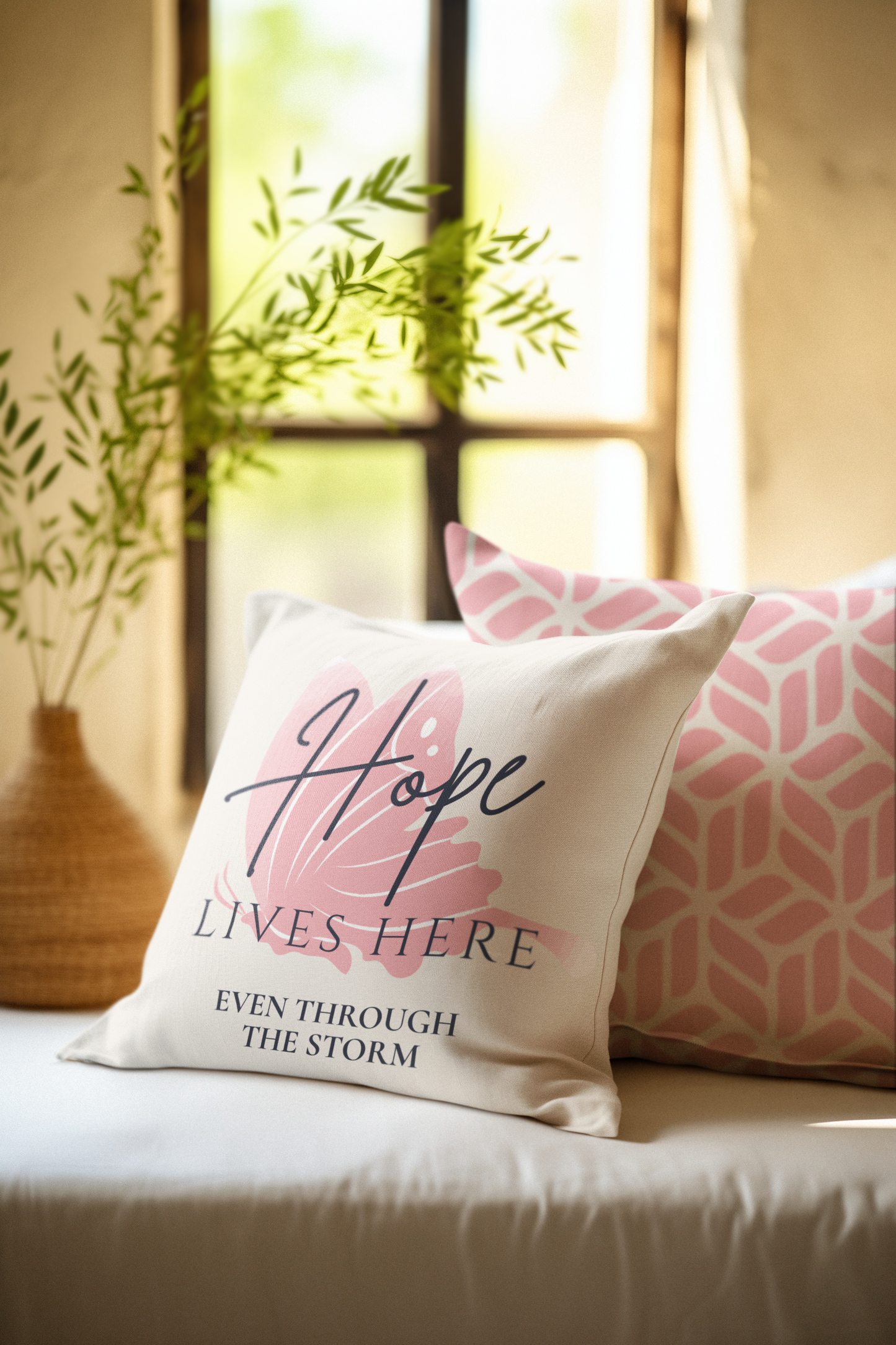 Hope Lives Here Throw Pillow| Christian Throw Pillow