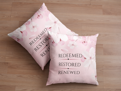 Redeemed Renewed Restored Throw Pillow| Christian Throw Pillow