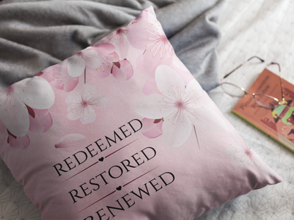 Redeemed Renewed Restored Throw Pillow| Christian Throw Pillow