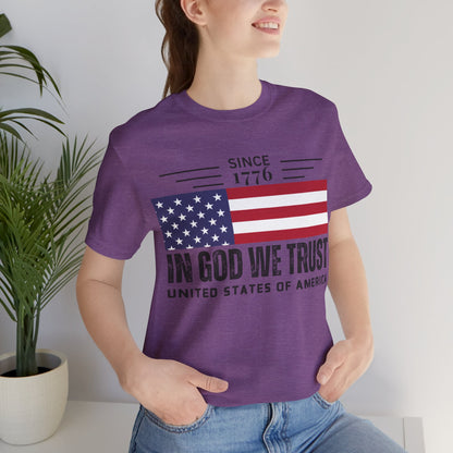 In God We Trust Christian American Flag Tshirt with US Flag