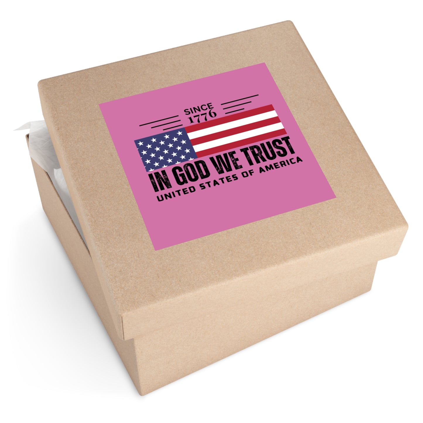 In God We Trust American Christian Sticker with US Flag Sticker In Pink