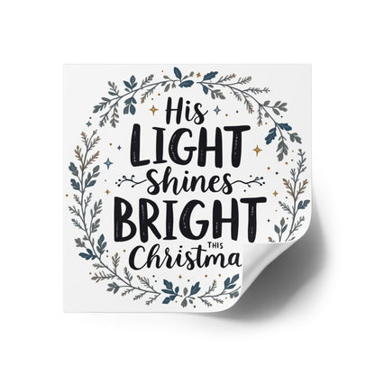 His Light Shines This Christmas, Christmas Gift, Christian Vinyl Sticker, Christmas sticker