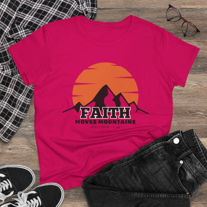 Faith Moves Mountains Mama Women's Midweight Cotton Tshirt
