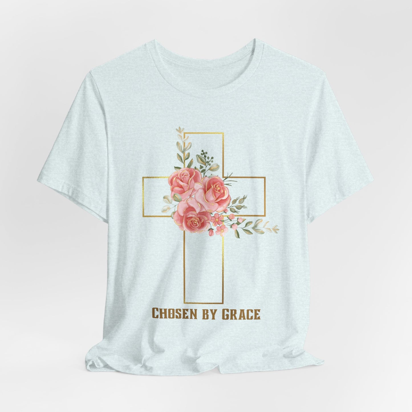 Chosen by Grace Inspirational Christian T-Shirt with Bible Verse and Cross Design Ideal Christian Gift Ideas for Women