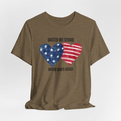 United We Stand Under God's Grace USA Christian Tshirt