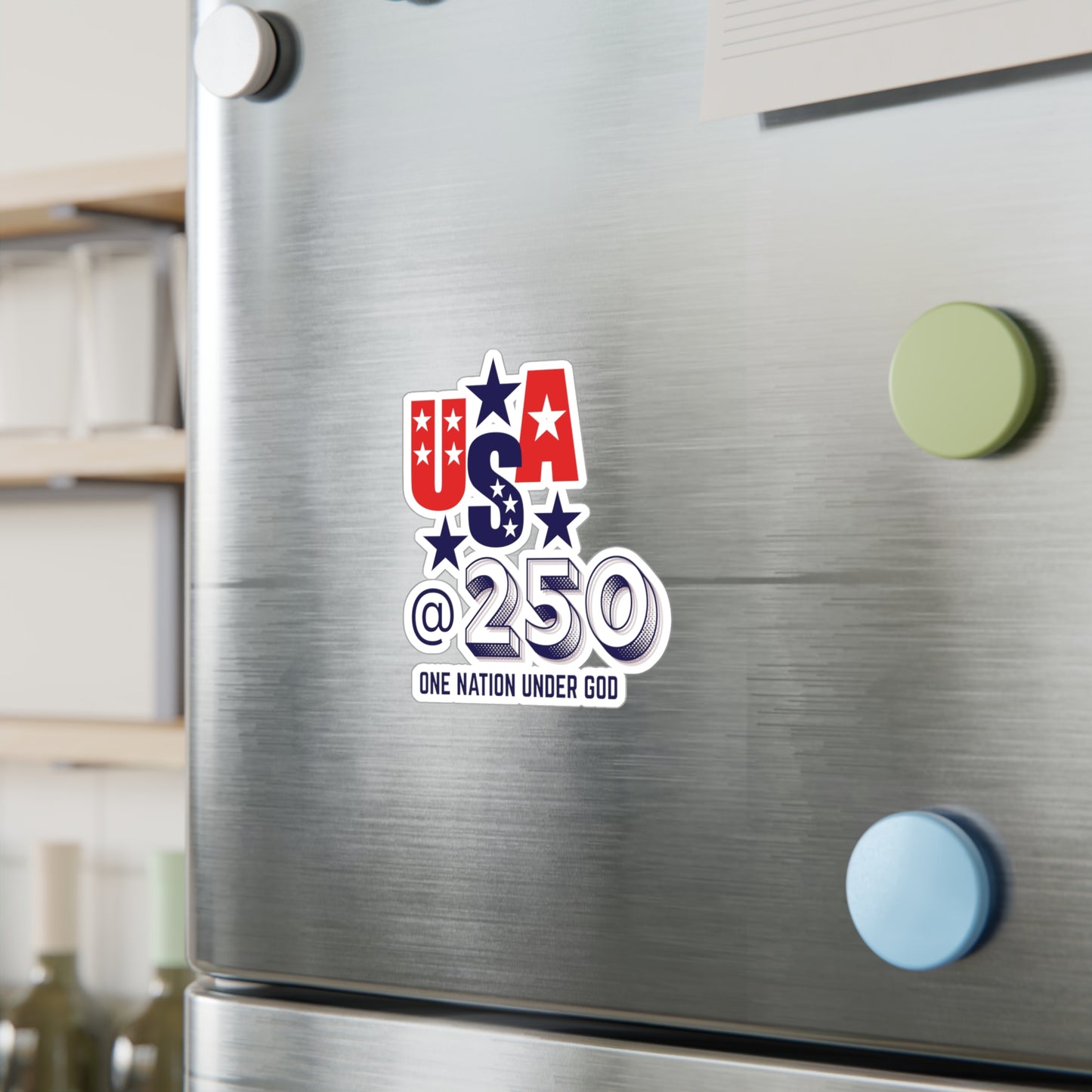 USA @250 Patriotic Kiss-Cut Vinyl Decal — "One Nation Under God"