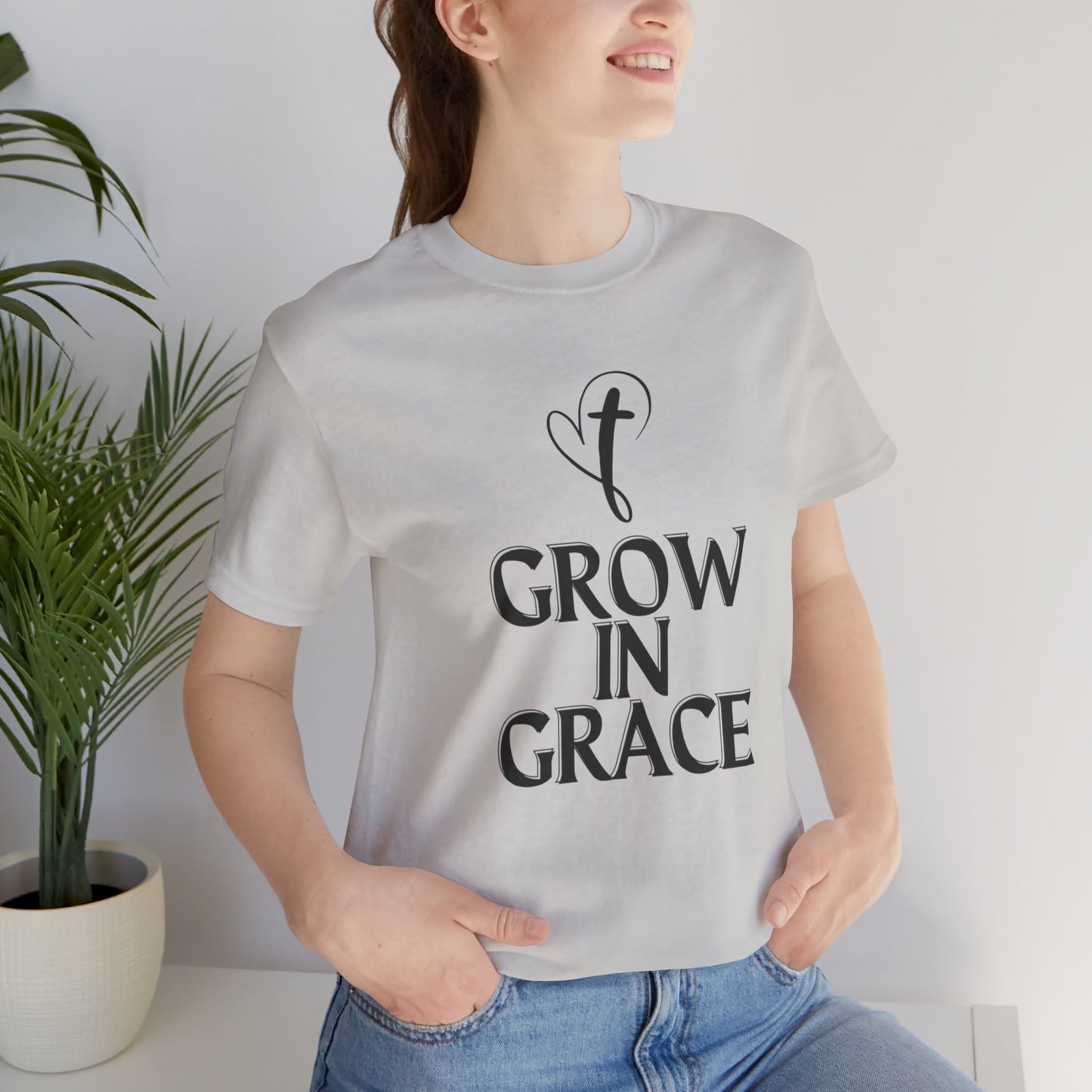 Grow in Grace Inspirational, Comfortable Church Tee with a Positive Message Ideal Christian Gift Idea for Men and Women.