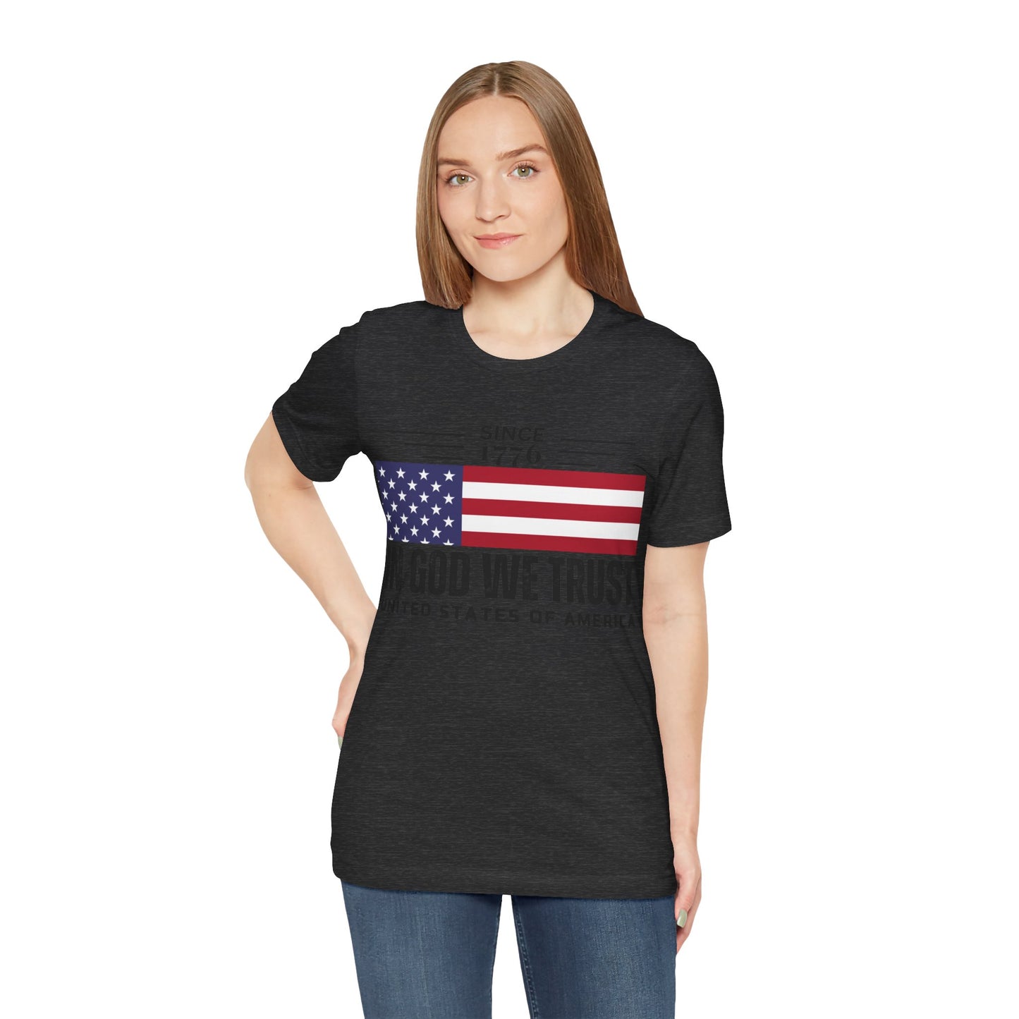 In God We Trust Christian American Flag Tshirt with US Flag