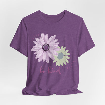 Be Kind Inspirational Christian T-Shirt with Flower Graphics