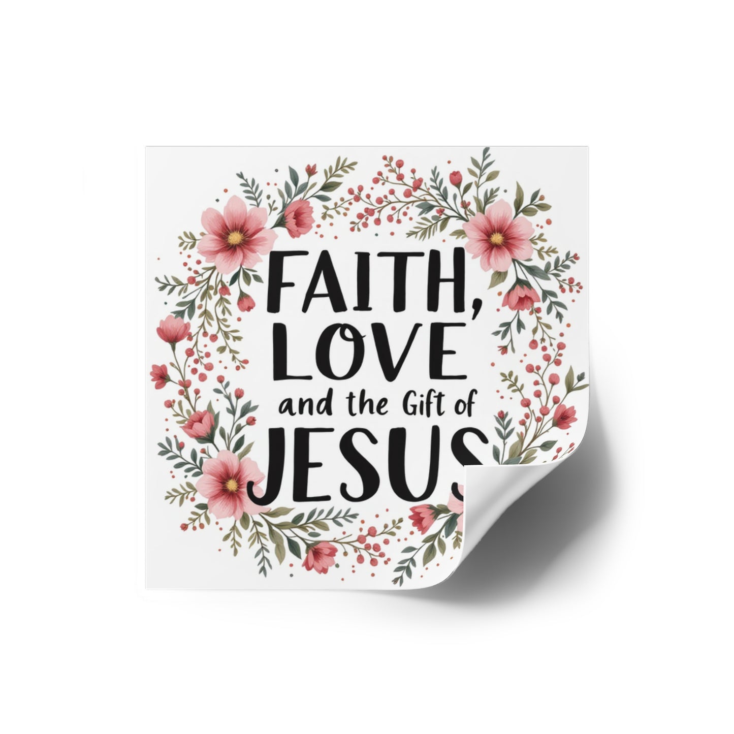 Faith Love and the Gift of Jesus, Christmas Gift, Christian Vinyl Sticker, Christmas sticker