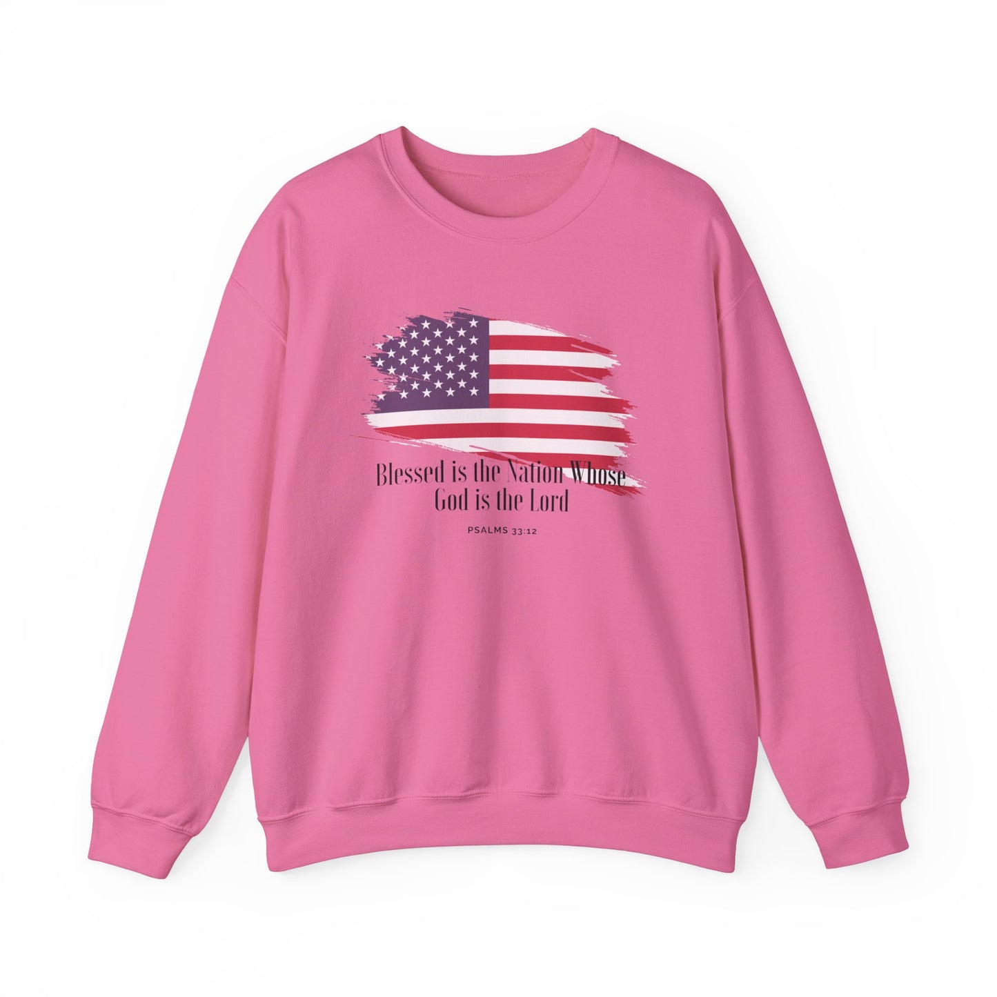 Blessed Is the Nation Whose God is God Sweatshirt Flag Sweatshirt Christian Flag Sweatshirt for Women