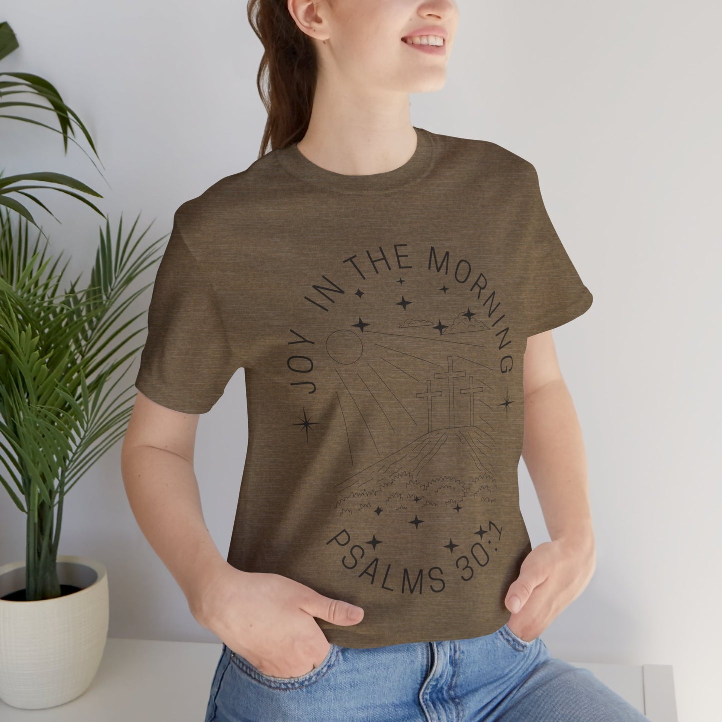 Joy in the Morning Faith Inspired Christian T Shirt for Christian Women Ideal Christian Gift Ideas for Women.