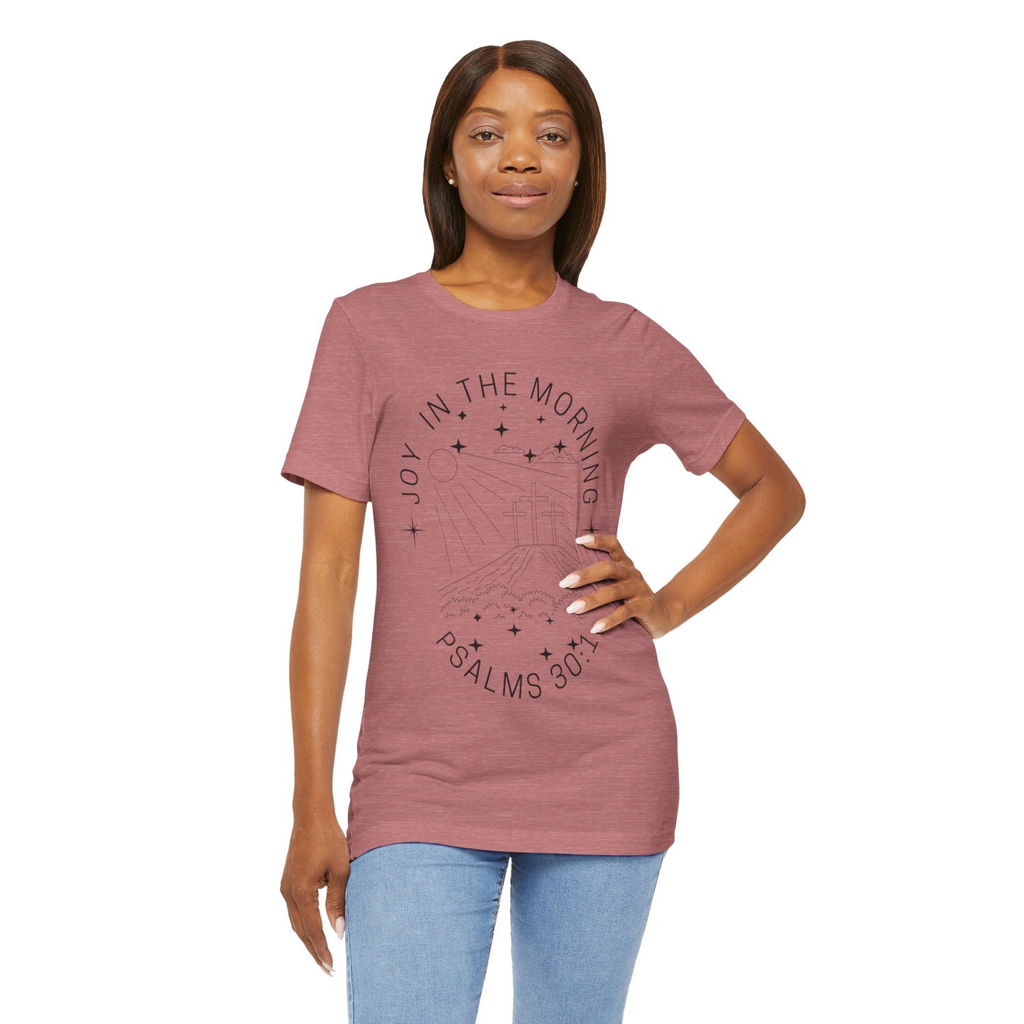 Joy in the Morning Faith Inspired Christian T Shirt for Christian Women Ideal Christian Gift Ideas for Women.