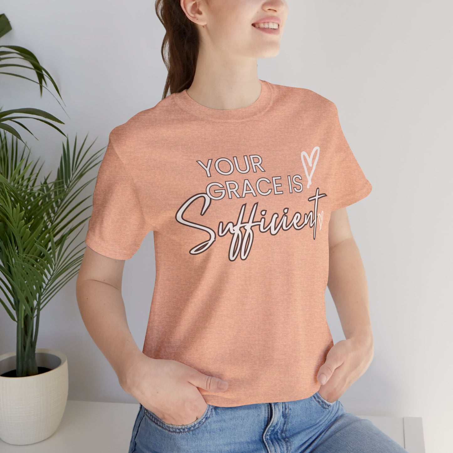 You Grace is Sufficient Inspirational Comfortable Church Tee with a Positive Message Ideal Christian Gift Ideas for Men and Women.