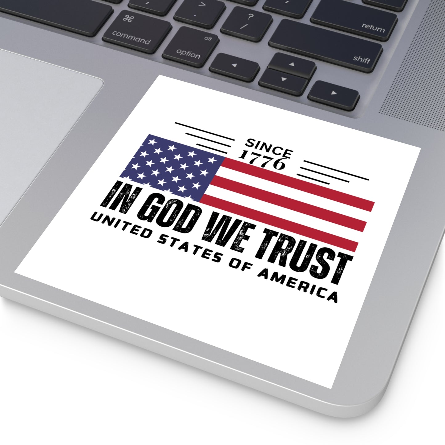 In God We Trust American Christian Sticker with US Flag Sticker In White