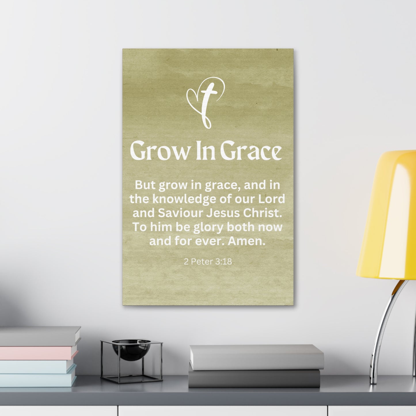 Grow in Grace Christian Faith Wall Art Decor Canvas Scripture Art Prints and Bible Verse Art Canvas Stretched in 1.5''