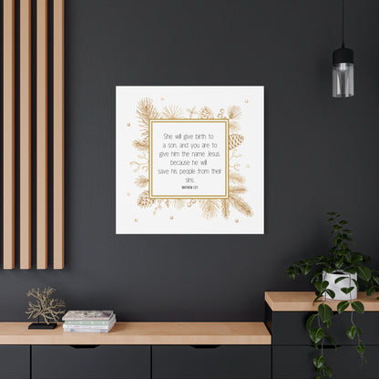 Jesus the Greatest Gift, Nativity Scripture on Canvas, Religious Holiday Decoration, Matte Stretched 1.25