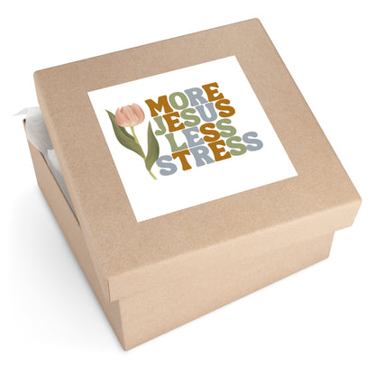 More Jesus Less Stress Sticker with Inspirational Message Christian Sticker