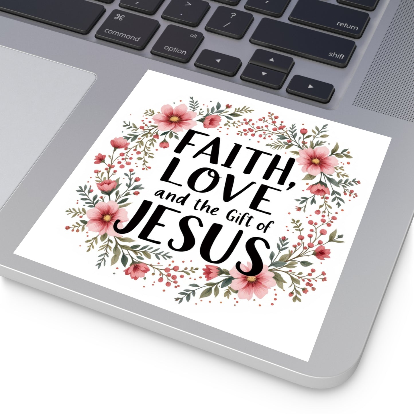 Faith Love and the Gift of Jesus, Christmas Gift, Christian Vinyl Sticker, Christmas sticker