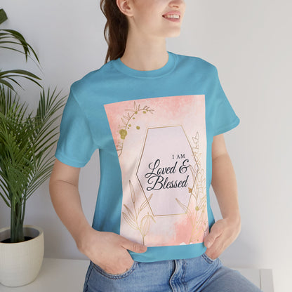 I am Loved and Blessed Comfortable Church Tee and Faith Inspired Christian T-Shirt Ideal Religious Gift Ideas for Women