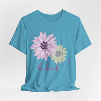 Be Kind Inspirational Christian T-Shirt with Flower Graphics