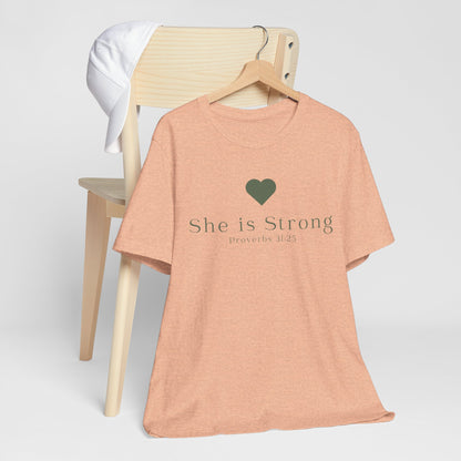 Christian Mom She is Strong Faith Inspired Christian T-Shirt Ideal Religious Gift Ideas for Women