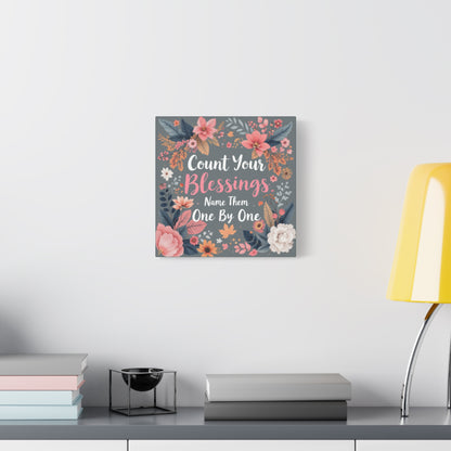 Thanksgiving WallArt Canva, Count Your Blessing Wall Art with Matte Canvas, Christian Stretched, 1.25" Christian Wall Art