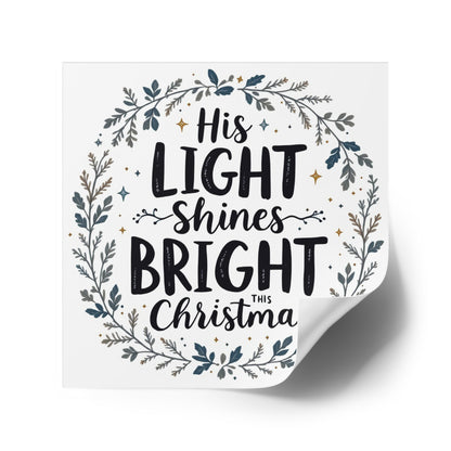 His Light Shines This Christmas, Christmas Gift, Christian Vinyl Sticker, Christmas sticker