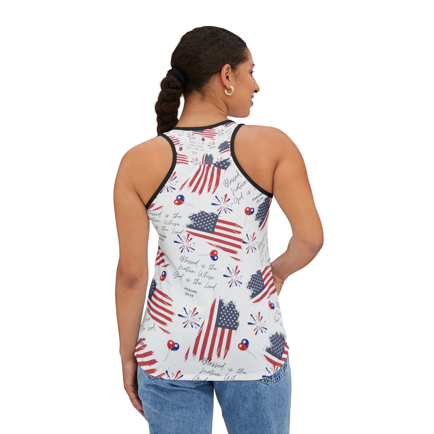 God and Country Womens Tank Top for Christian Women US Flag Tank Top with Blessed is the Nation Bible Verse Women Tank Top American Flag Tank Top