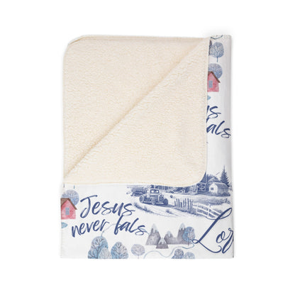 Jesus Never Fails Fleece Sherpa Blanket Christian Prayer Blanket Comforting Prayer Blanket