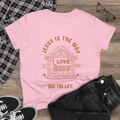 Jesus is the Way and Life Women's Midweight Cotton Tshirt
