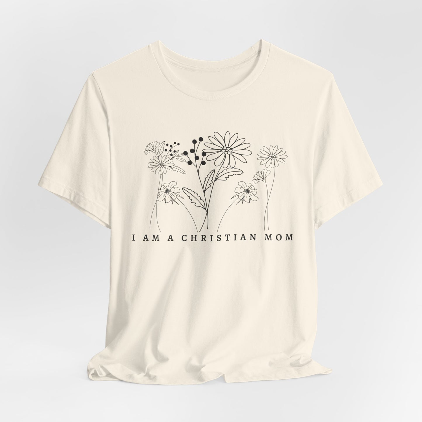 I am a Christian Mom Inspirational Christian T-Shirt with Flower Graphics Ideal Christian Gift Ideas for Women