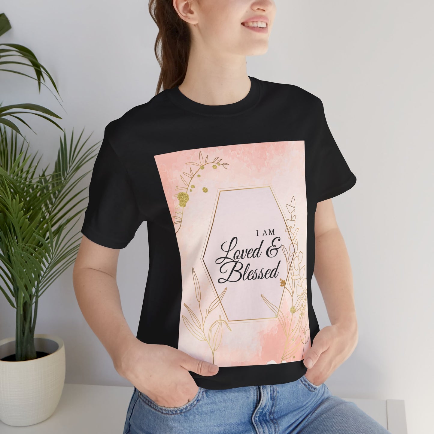 I am Loved and Blessed Comfortable Church Tee and Faith Inspired Christian T-Shirt Ideal Religious Gift Ideas for Women